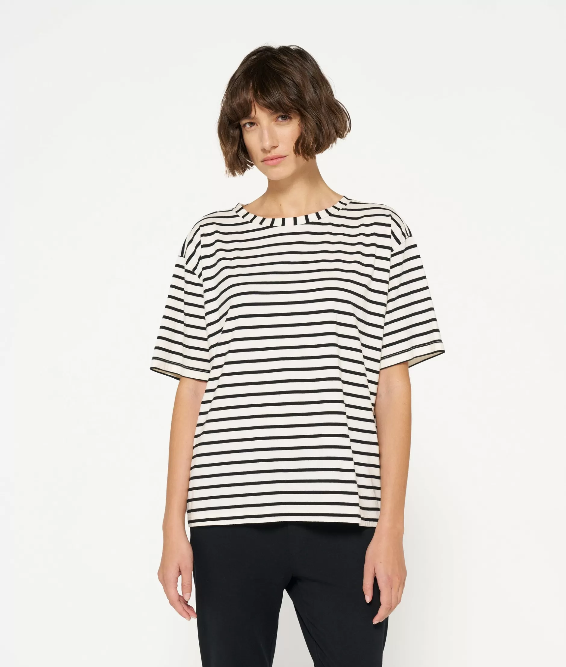 Maglietta Donna 10DAYS - Strisce Moderne in Cotone Essenziale, Design Versatile per Stilismo Casual