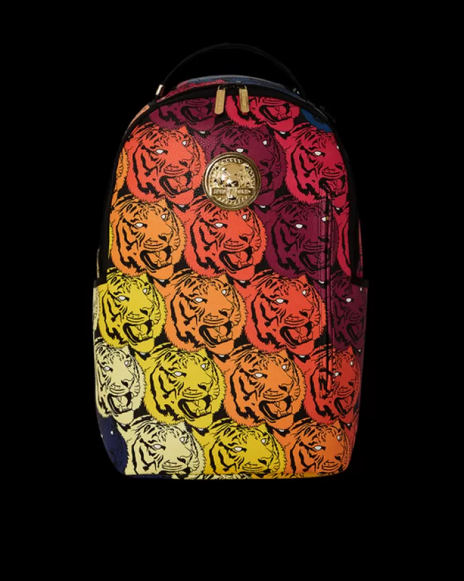 Zaino Sprayground Limited Edition - Design Tigre Rugginoso con Finiture Oro 24k - Schienale Ergonomico e Tasche Multifunzionali