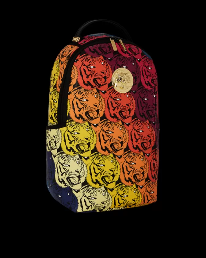 Zaino Sprayground Limited Edition - Design Tigre Rugginoso con Finiture Oro 24k - Schienale Ergonomico e Tasche Multifunzionali