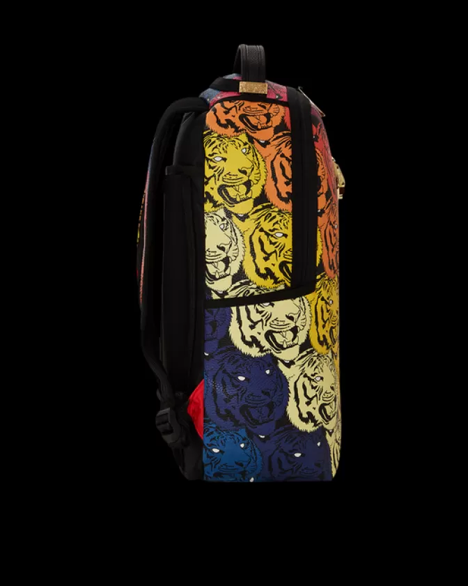Zaino Sprayground Limited Edition - Design Tigre Rugginoso con Finiture Oro 24k - Schienale Ergonomico e Tasche Multifunzionali
