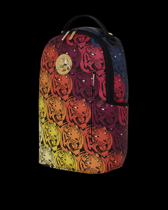Zaino Sprayground Limited Edition - Design Tigre Rugginoso con Finiture Oro 24k - Schienale Ergonomico e Tasche Multifunzionali