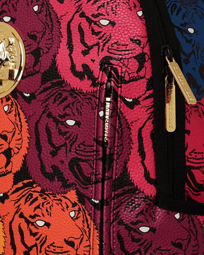 Zaino Sprayground Limited Edition - Design Tigre Rugginoso con Finiture Oro 24k - Schienale Ergonomico e Tasche Multifunzionali