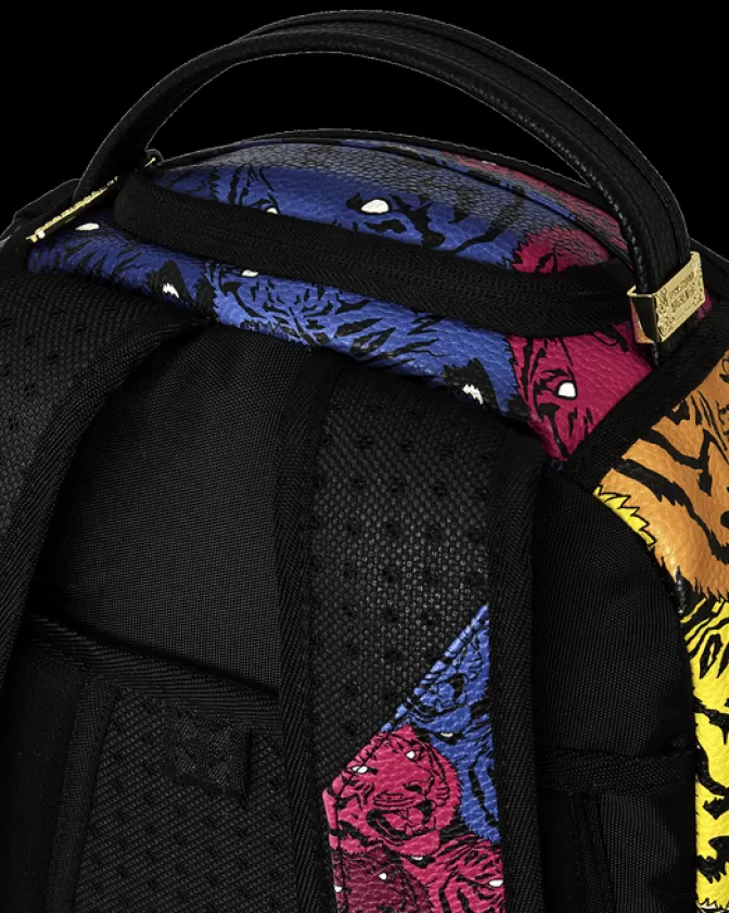 Zaino Sprayground Limited Edition - Design Tigre Rugginoso con Finiture Oro 24k - Schienale Ergonomico e Tasche Multifunzionali