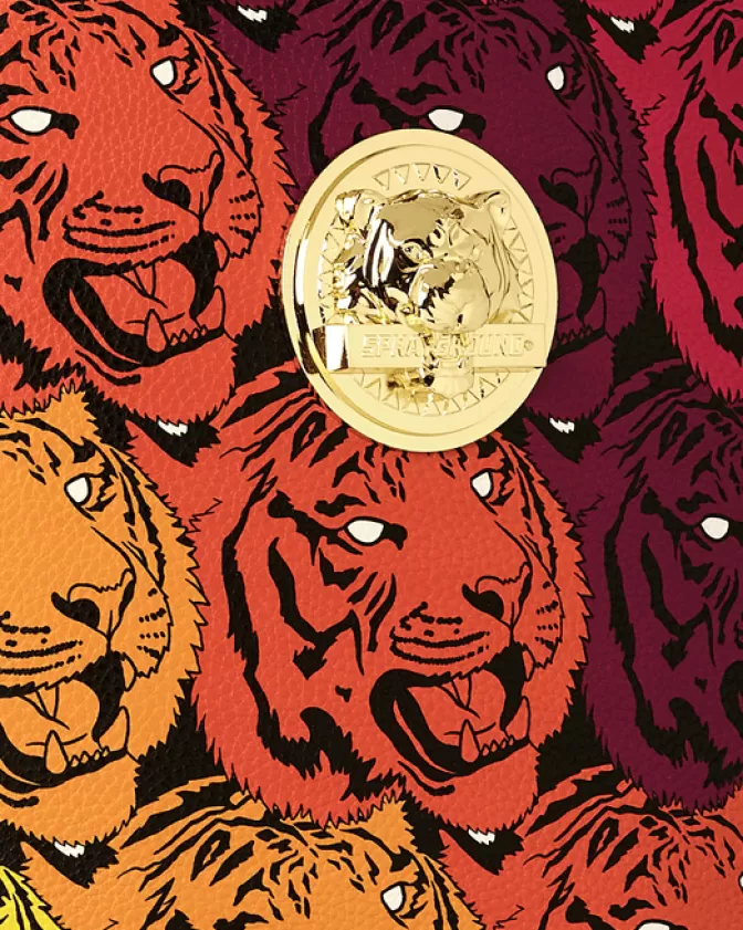 Zaino Sprayground Limited Edition - Design Tigre Rugginoso con Finiture Oro 24k - Schienale Ergonomico e Tasche Multifunzionali