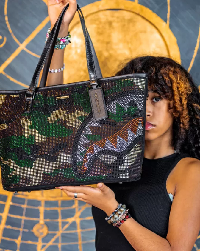 Sprayground Originale - Borsa Shopping Trinity in Trama Mimetico | Zaino Tote Multifunzione con Tasche Laterali | Stile Urbano e Capienza Generosa