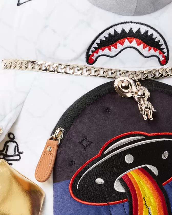 Zaini Sprayground: Orsacchiotto Spaziale con Stampa UFO e MoneyBear - Stile Futurista per Giovani Avventurieri | Zaino Ergonomico con Tasche Multiuso