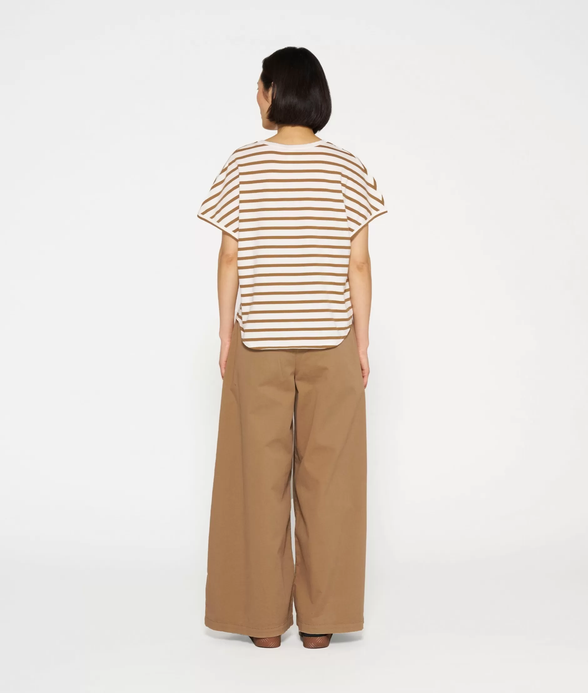 Maglietta Donna Scollatura a V Righe 10DAYS - Stile Casual e Confortevole per Tutto il Giorno