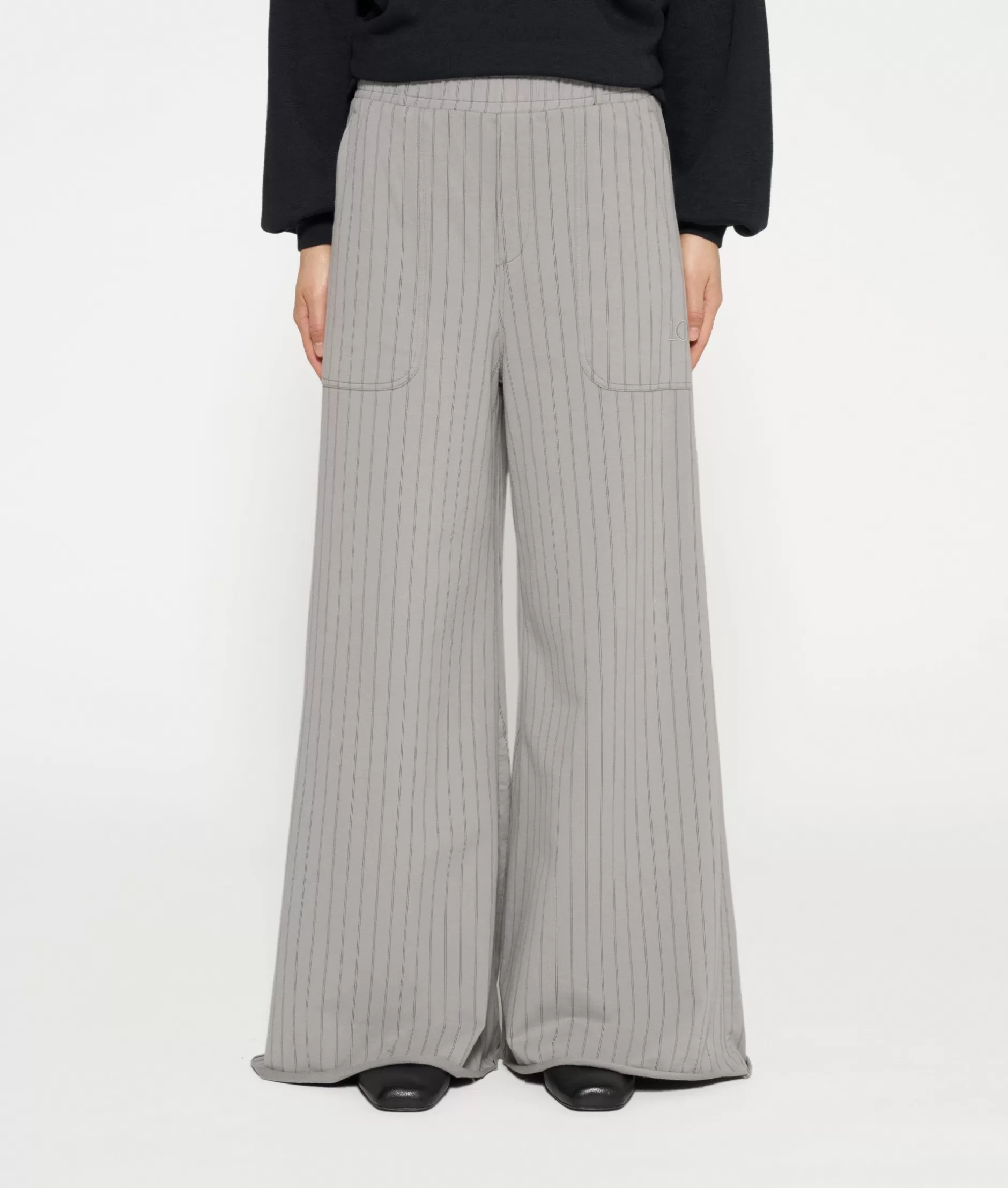 Jogger Donna 10DAYS - Pantaloni Confortevoli con Stampa Righe Sottili e Taglio Wide, Design Moderno per Sport e Tempo Libero