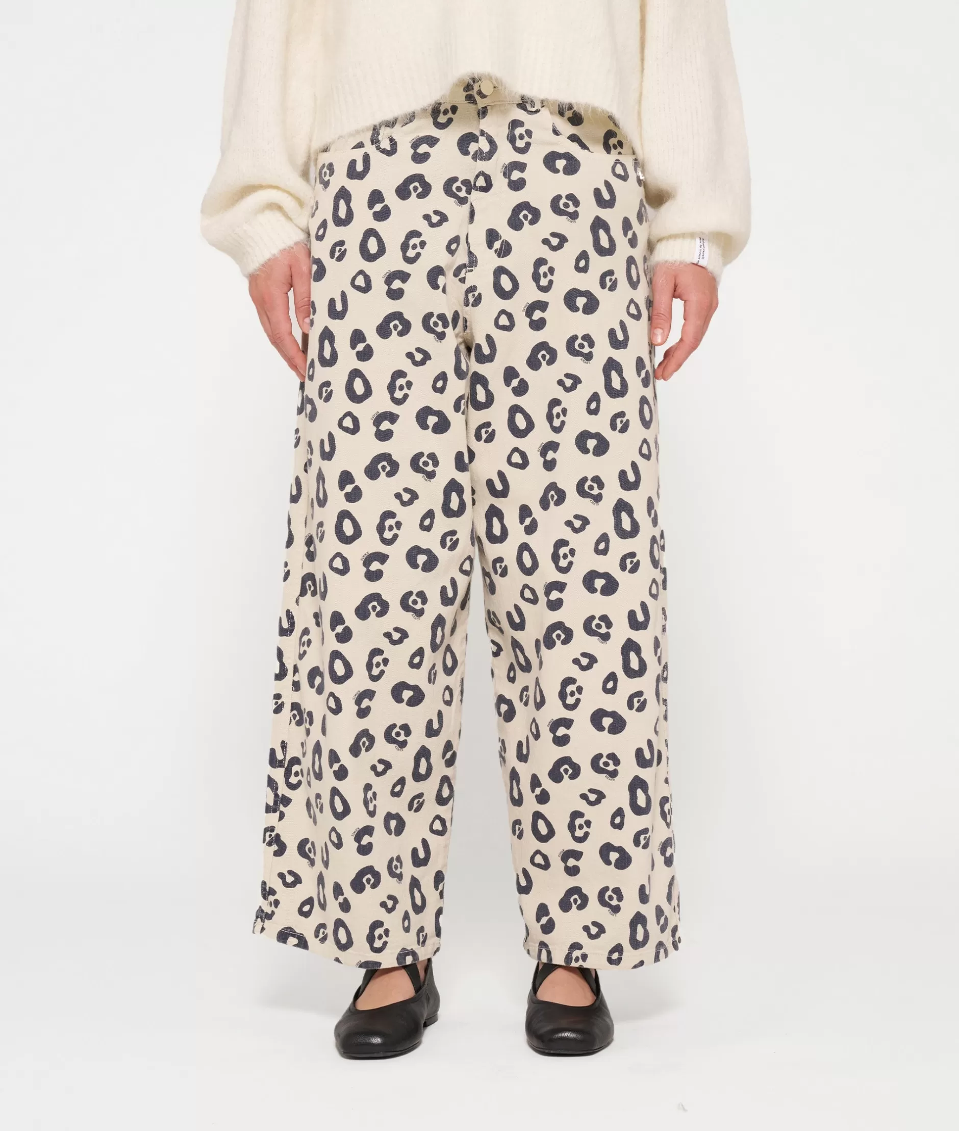 Pantaloni Donna 10DAYS in Tessuto Twill - Moda Comoda a Gamba Larga con Fantasia Leopardata per Look Urbani