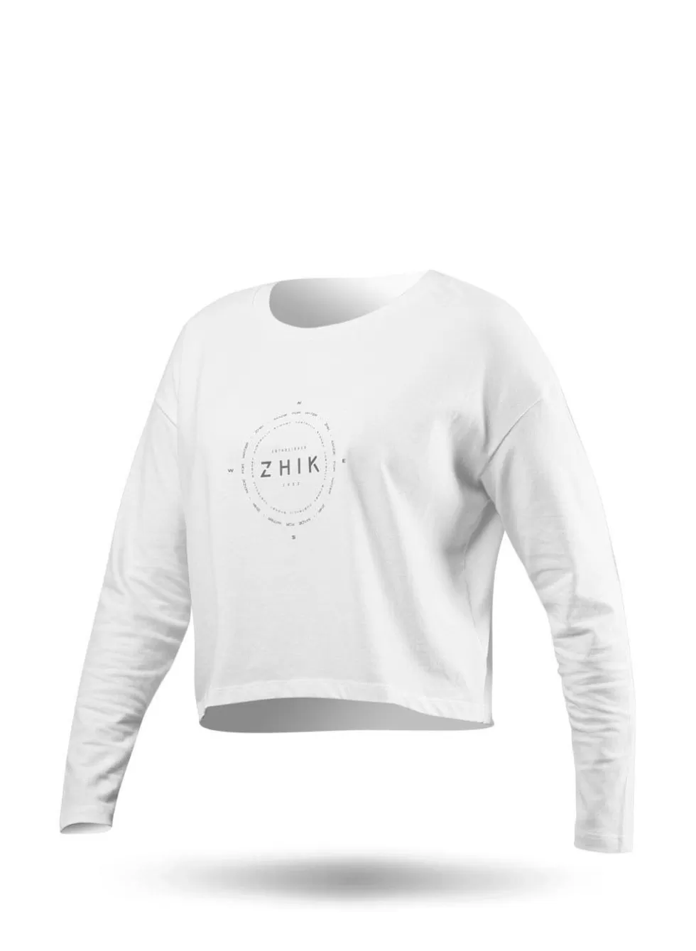 Maglia Donna a Maniche Lunghe con Stampa Bussola - Top in Cotone Confortevole per Stagioni Fredde, Design Unico per Look Casual o Stilizzato
