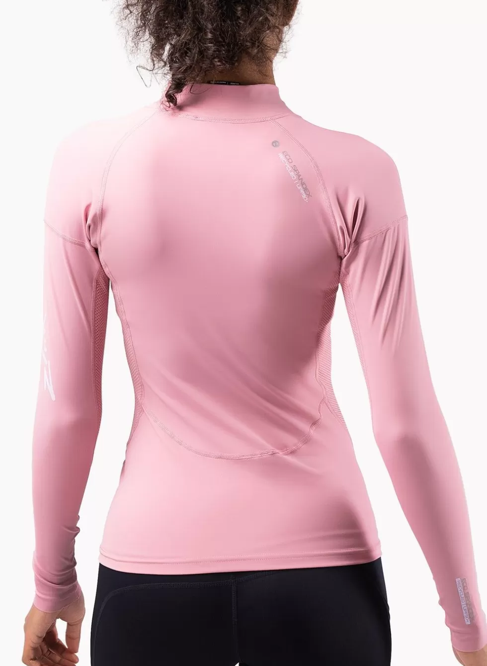 Maglietta Termica Donna con Protezione UV - Tessuto Elasticizzato Ecologico, Manica Lunga in Rosa Chiaro per Attività All'aperto