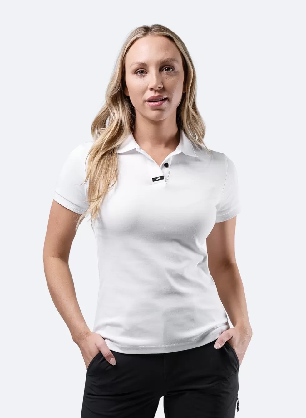 Maglietta Polo Donna in Puro Cotone Pima - Bianco Candido con Finiture Eleganti  
Comfort Senza Tempo per Look Casual e Sportivo  
Edizione Limitata con Taglio Femminile