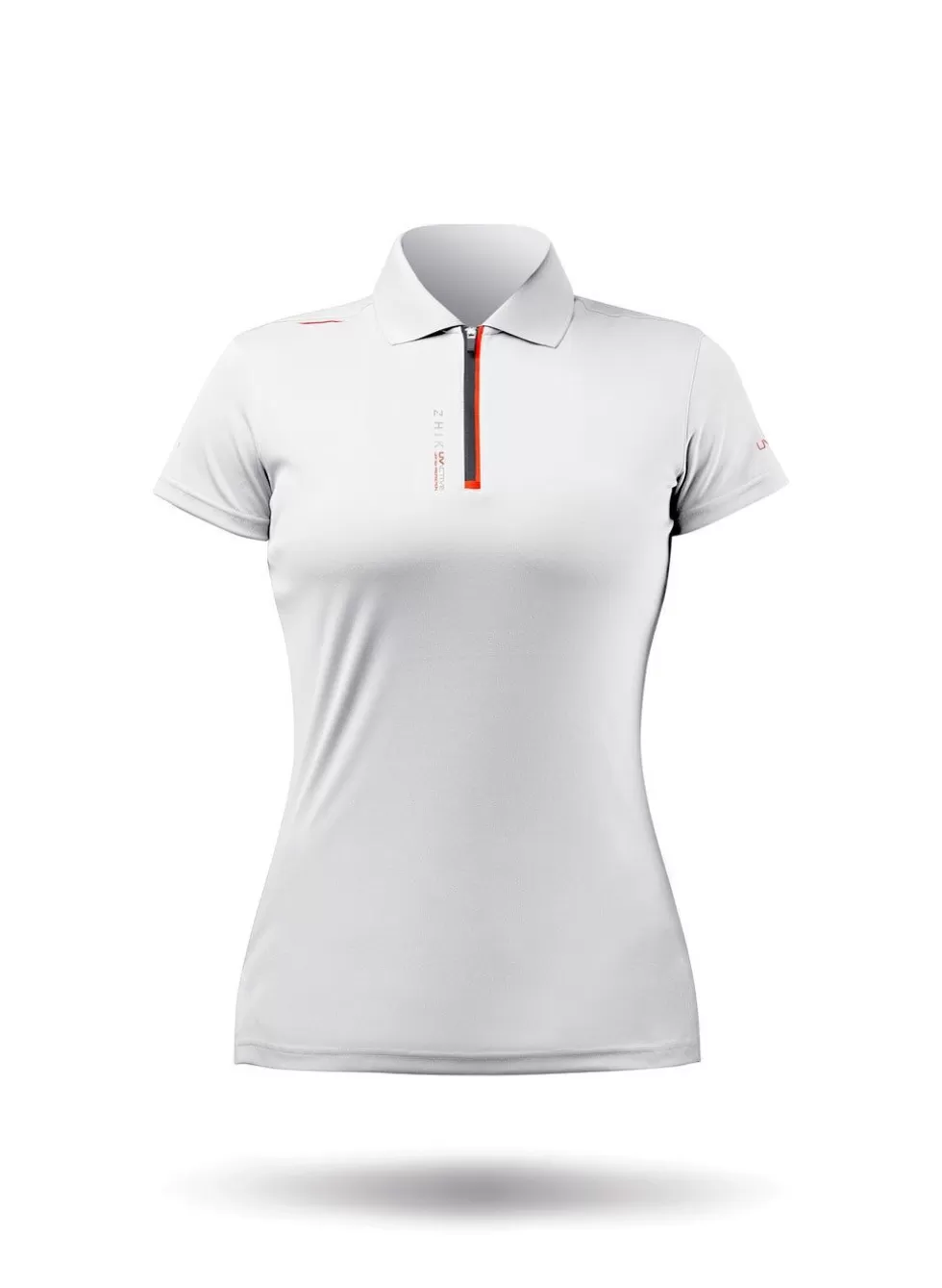 Polo Sportivo Donna con Zip - Bianco - Tecnologia Antisudore e Protezione UV 50+  
Modello ActiveFit per Attività Outdoor - Tessuto Tecnico Traspirante - Confezione Elegante