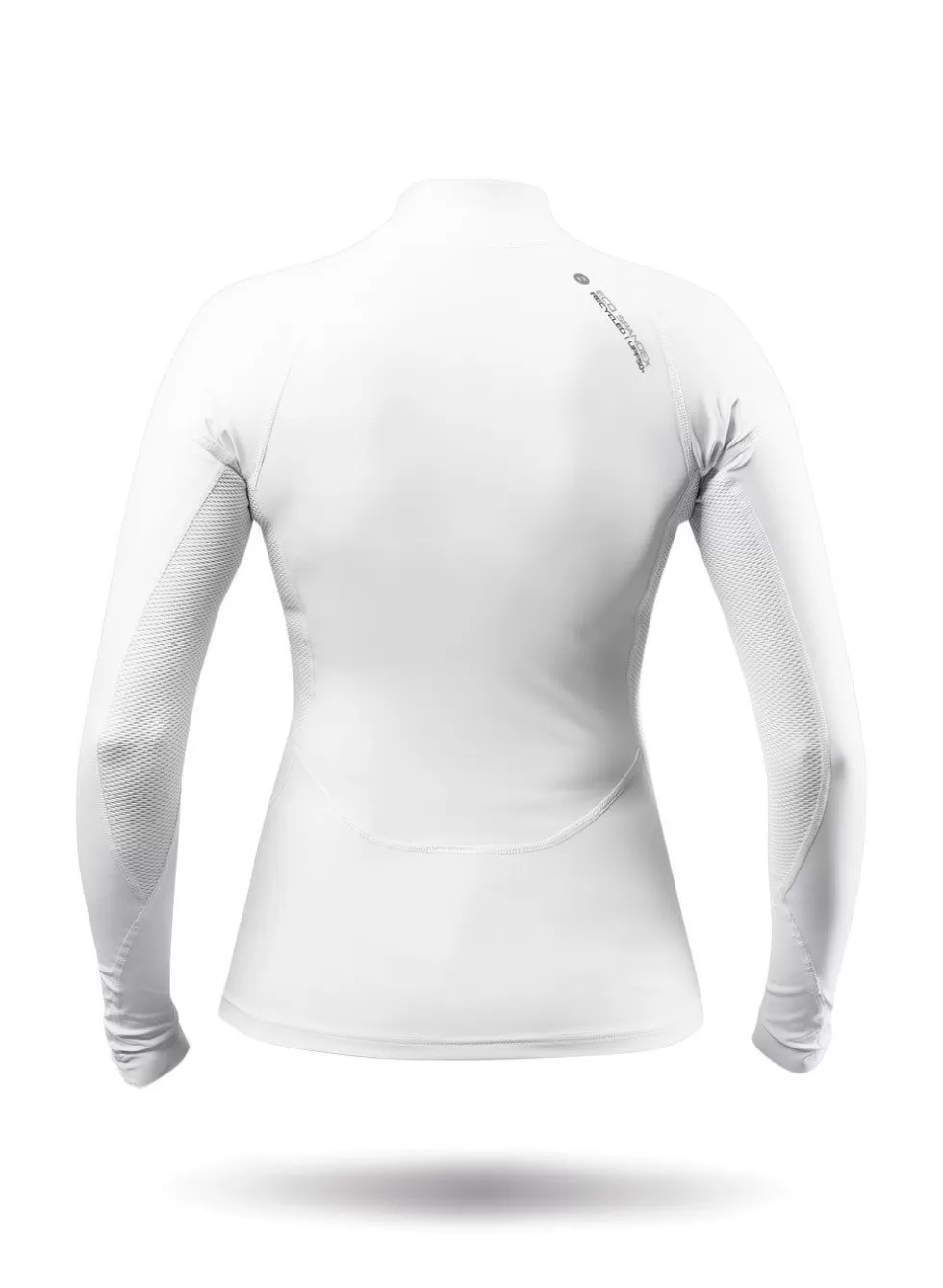 Top Manica Lunga Donna in Tessuto Eco-Elastano, Conveniente e Con Protezione Solare Integrata - Bianco