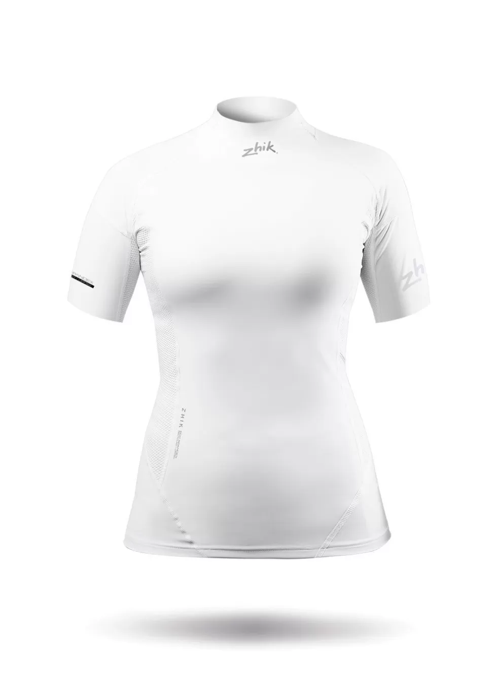 Offerta Estate 2024 - Top Manica Corta Donna in Spandex Eco-Friendly con Protezione UV, Bianco Puro - Abbigliamento Sportivo e Casual con Tecnologia Antisole