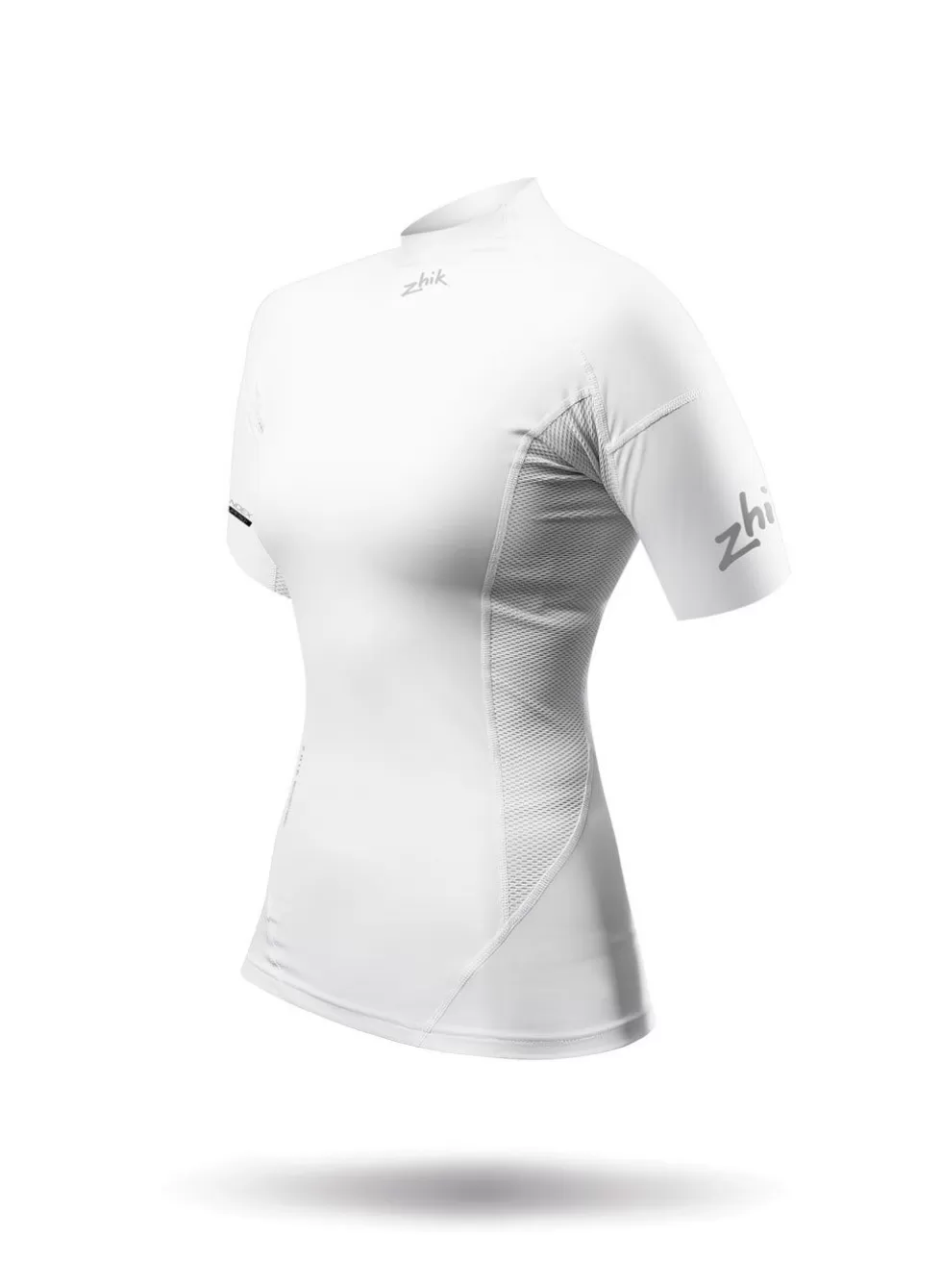 Offerta Estate 2024 - Top Manica Corta Donna in Spandex Eco-Friendly con Protezione UV, Bianco Puro - Abbigliamento Sportivo e Casual con Tecnologia Antisole