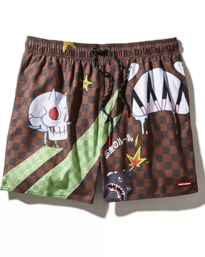 Sprayground Pantaloncini da Nuoto Stile Ribelle con Design Squalo Shock - Costume Uomo Sportivo per Mare e Piscina