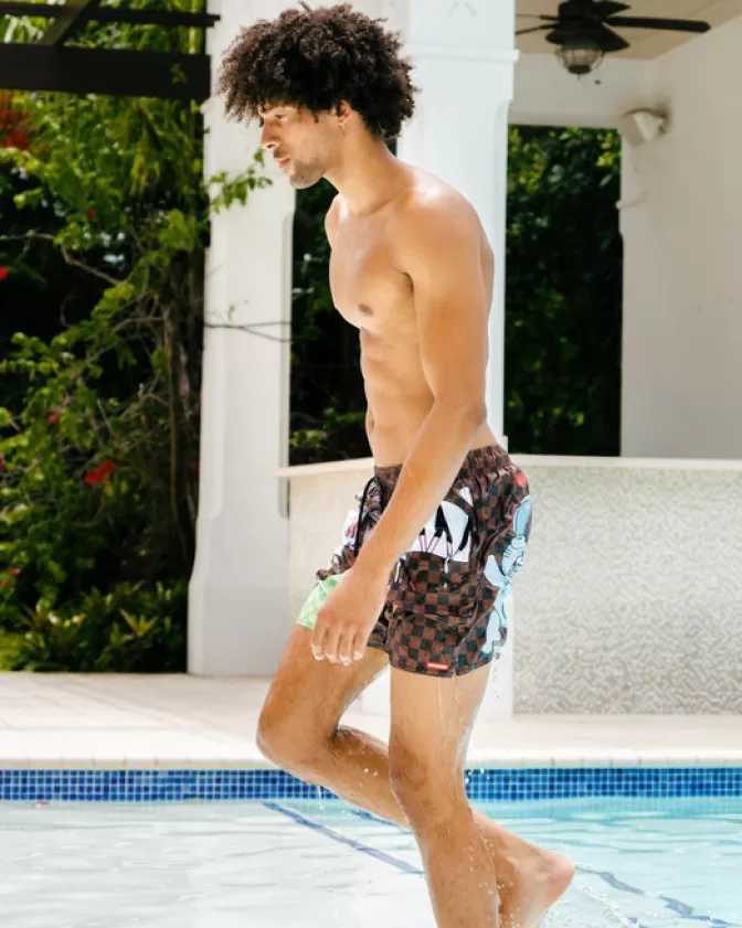 Sprayground Pantaloncini da Nuoto Stile Ribelle con Design Squalo Shock - Costume Uomo Sportivo per Mare e Piscina