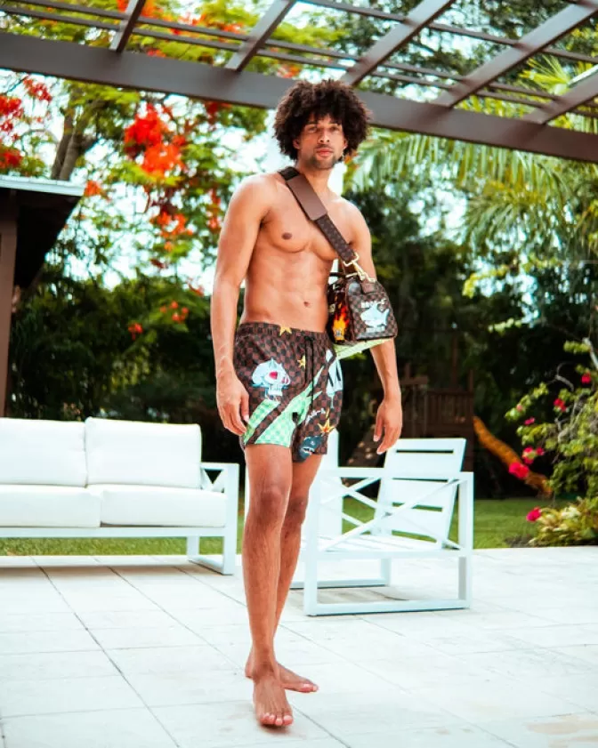 Sprayground Pantaloncini da Nuoto Stile Ribelle con Design Squalo Shock - Costume Uomo Sportivo per Mare e Piscina