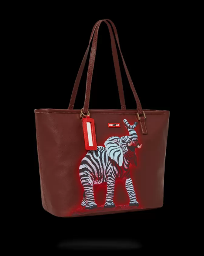 Borsa a Tema Safari: Collaborazione Esclusiva Ron English con Stampe Zebra ed Elefante - Tote Sprayground Collezione Limited Edition