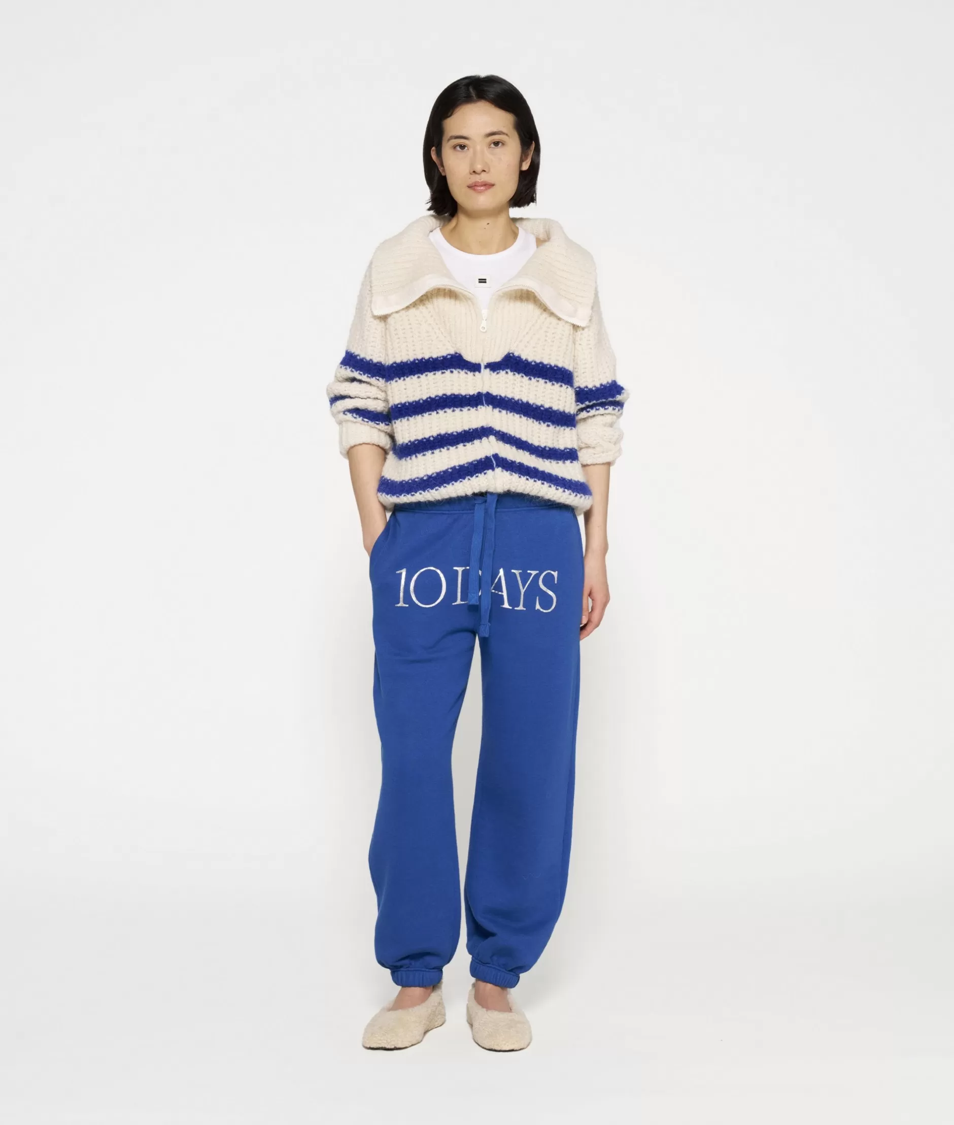 Cardigan Donna con Zip 10DAYS - Maglia a Righe Casual per Look Autunnali