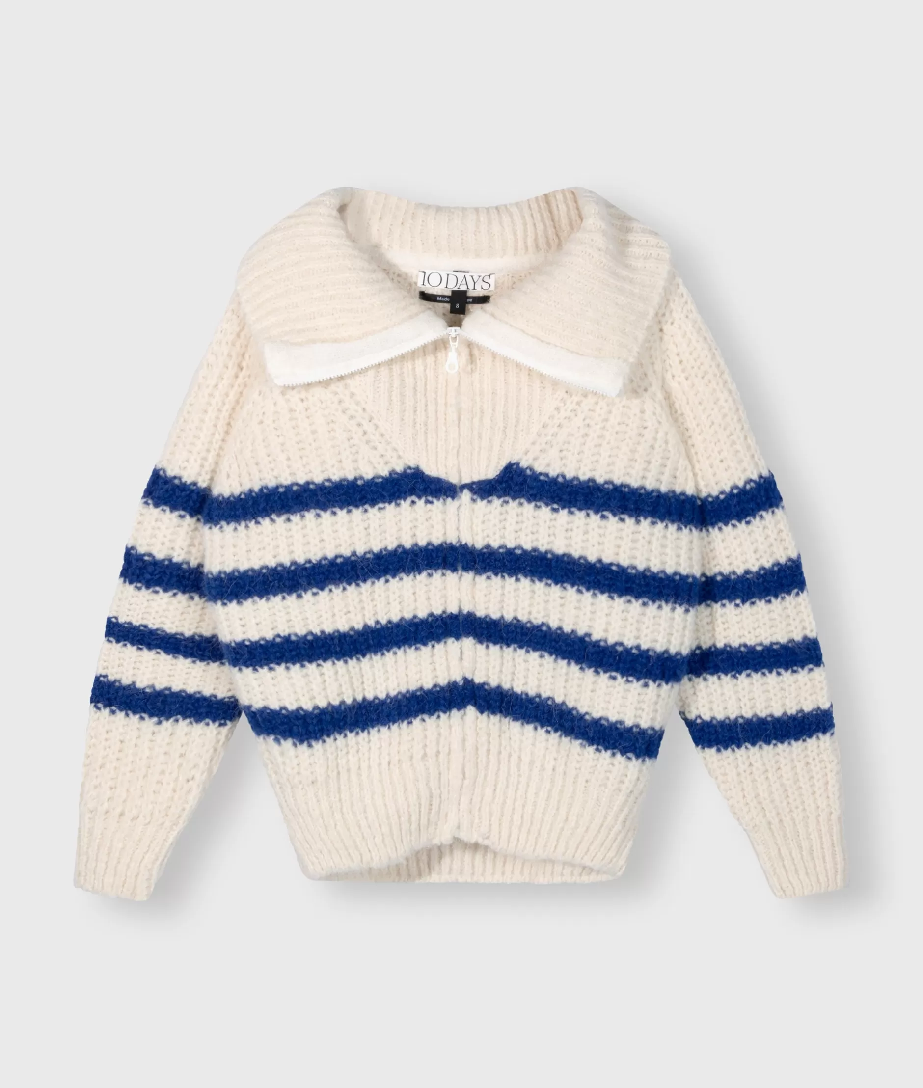 Cardigan Donna con Zip 10DAYS - Maglia a Righe Casual per Look Autunnali